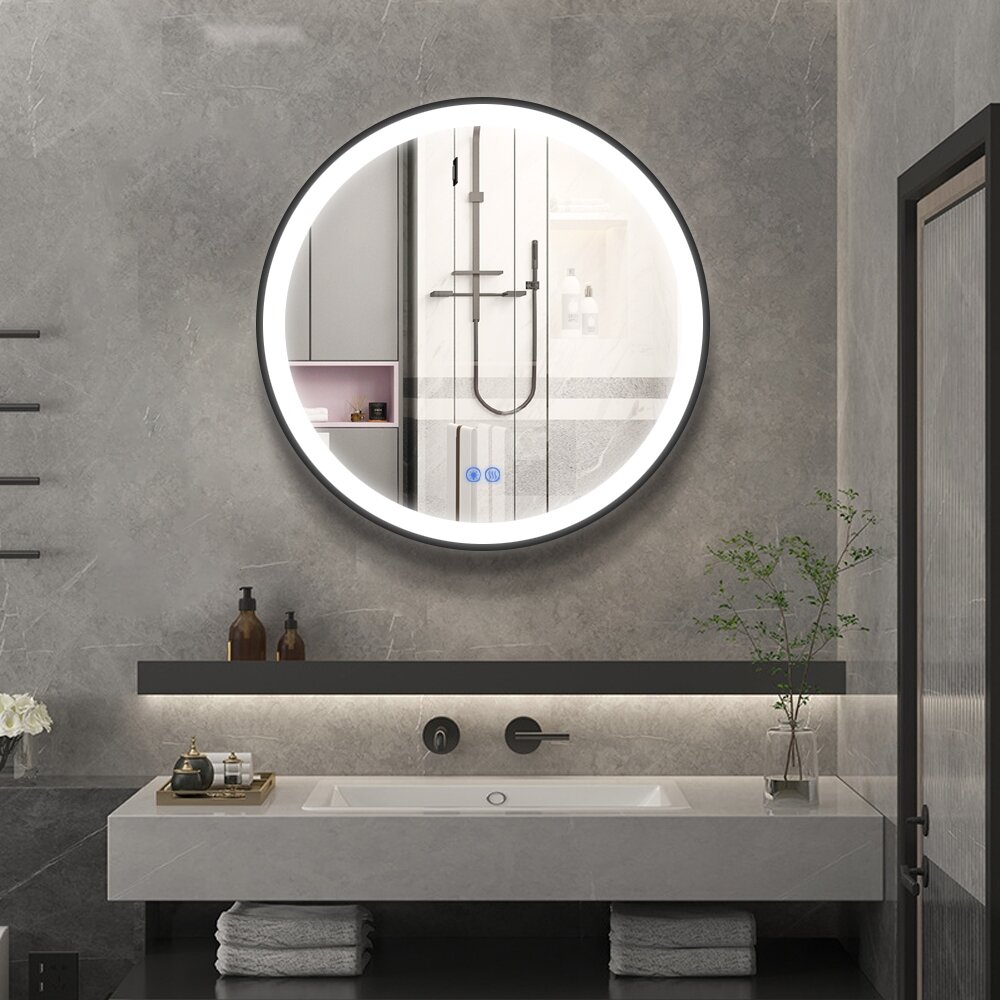 Lumoire® Badkamerspiegel met Verlichting - Richmond - 80CM Rond - Anti Condens Verwarming - Klok
