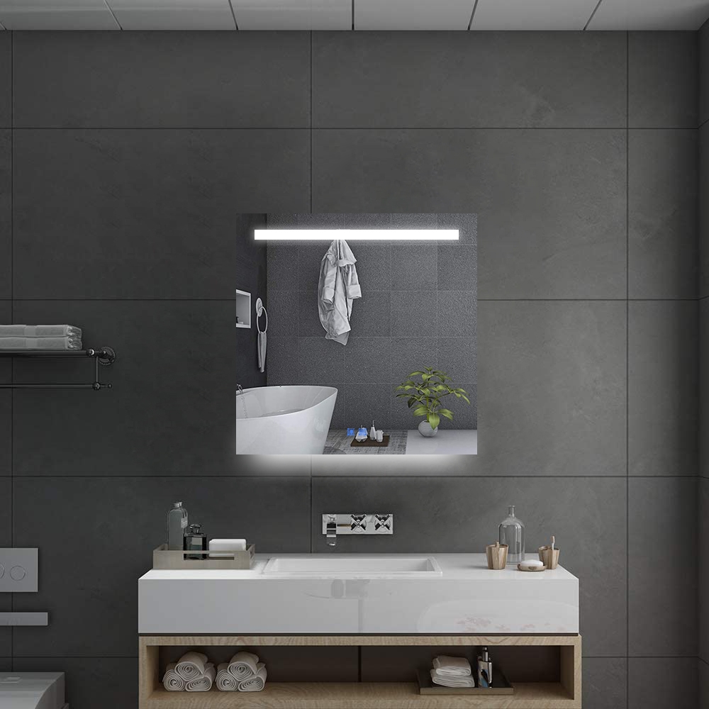 Moonlight - Badkamerspiegel - Vierkant - 60x60 cm - Spiegelverwarming - LED Verlichting - Dimbaar - Touch Sensor - Modern