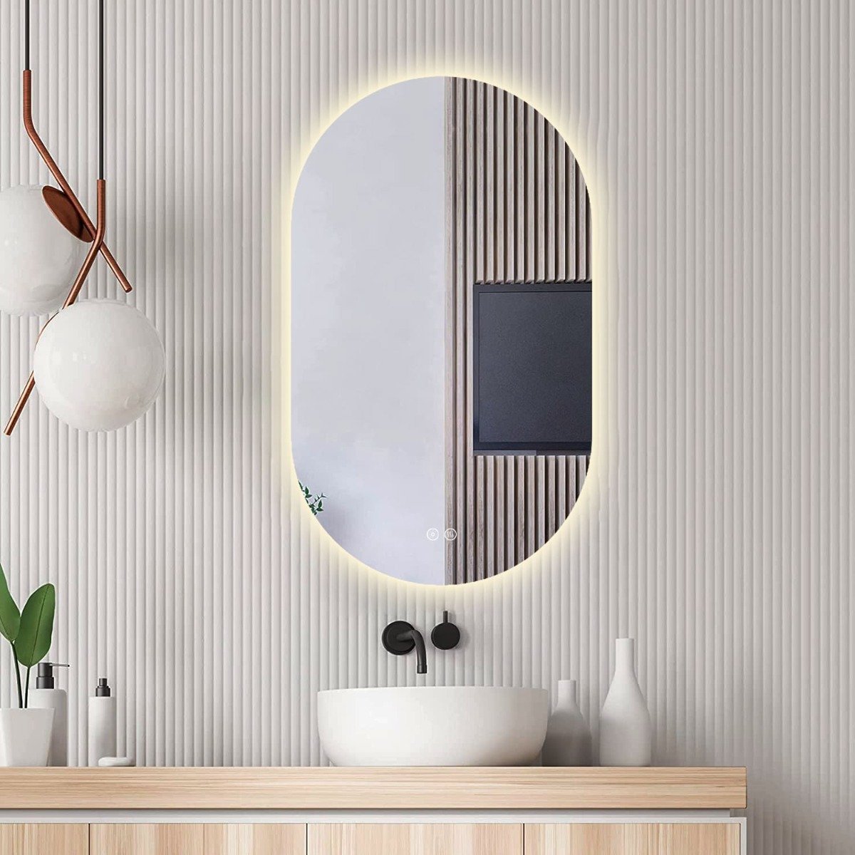 Badkamerspiegel - Sunlight - Ovaal - 80x120cm - Spiegelverwarming - 3-standen Dimbare LED Verlichting - Touch Sensor