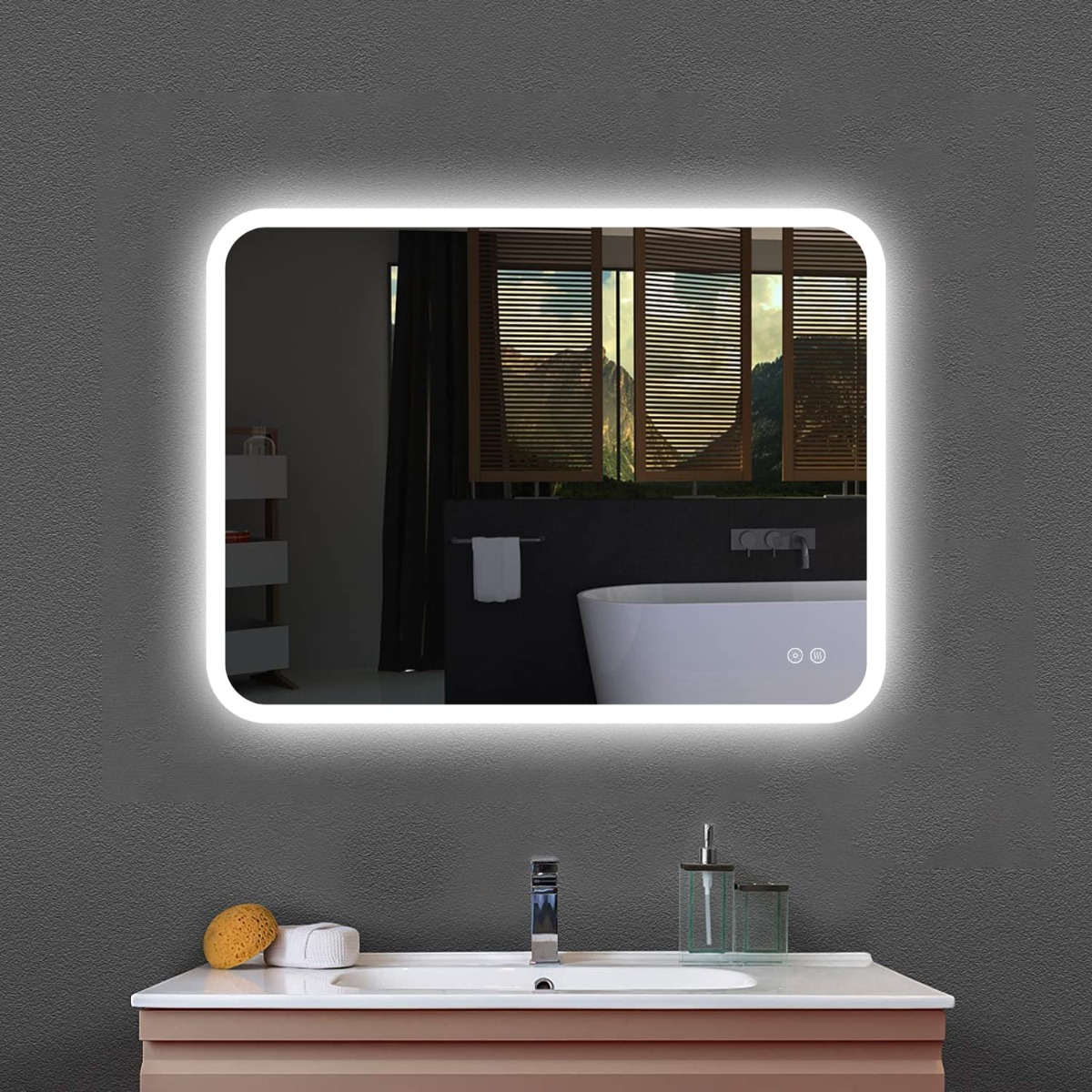 Badkamerspiegel - Summerlight - Rechthoek - 80x60cm - Spiegelverwarming - 3-standen Dimbare LED Verlichting - Touch Sensor