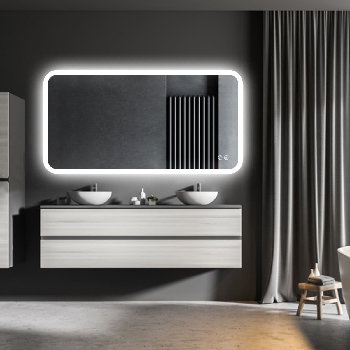 Badkamerspiegel - Summerlight - Rechthoek - 120x60cm - Spiegelverwarming - 3-standen Dimbare LED Verlichting - Touch Sensor