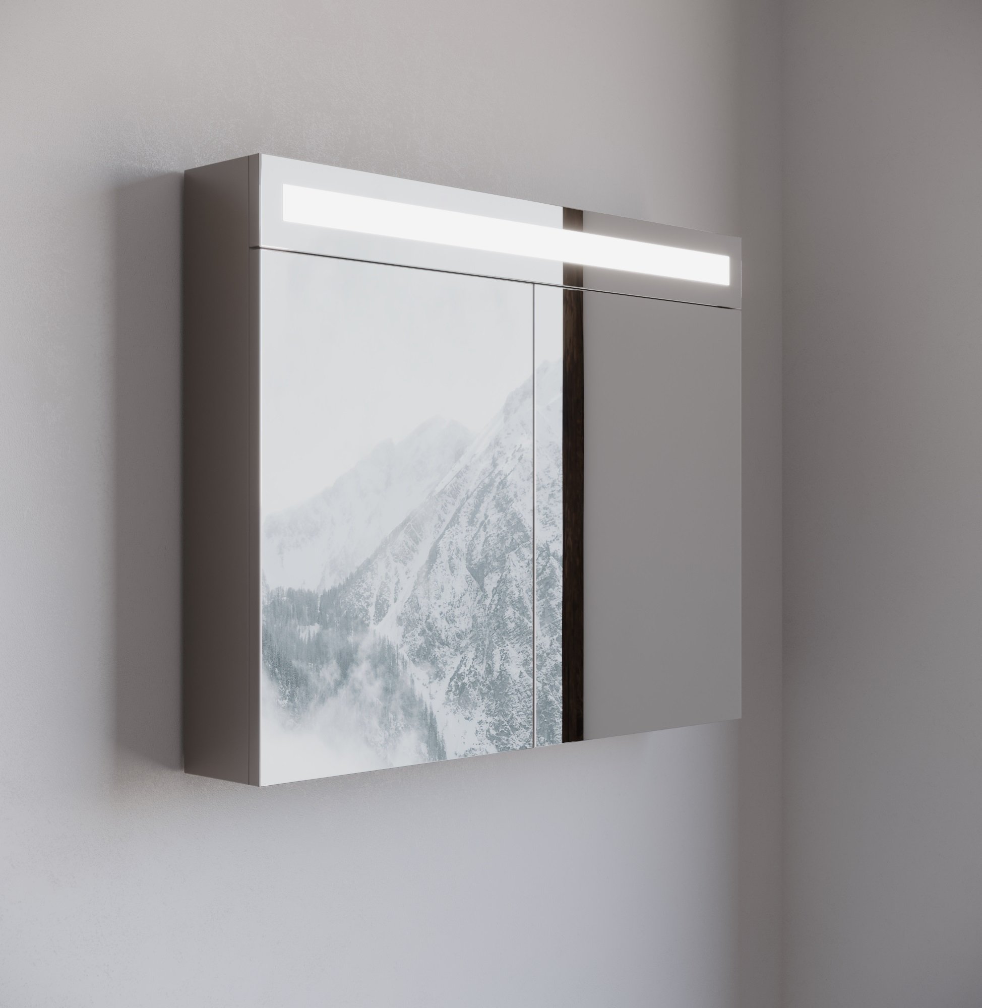 Spiegelkast / Badkamerkast Luciano - Taupe - 85x68x14,5cm - LED Verlichting - Voorgemonteerd - 2 Deurs - Tuimelschakelaar