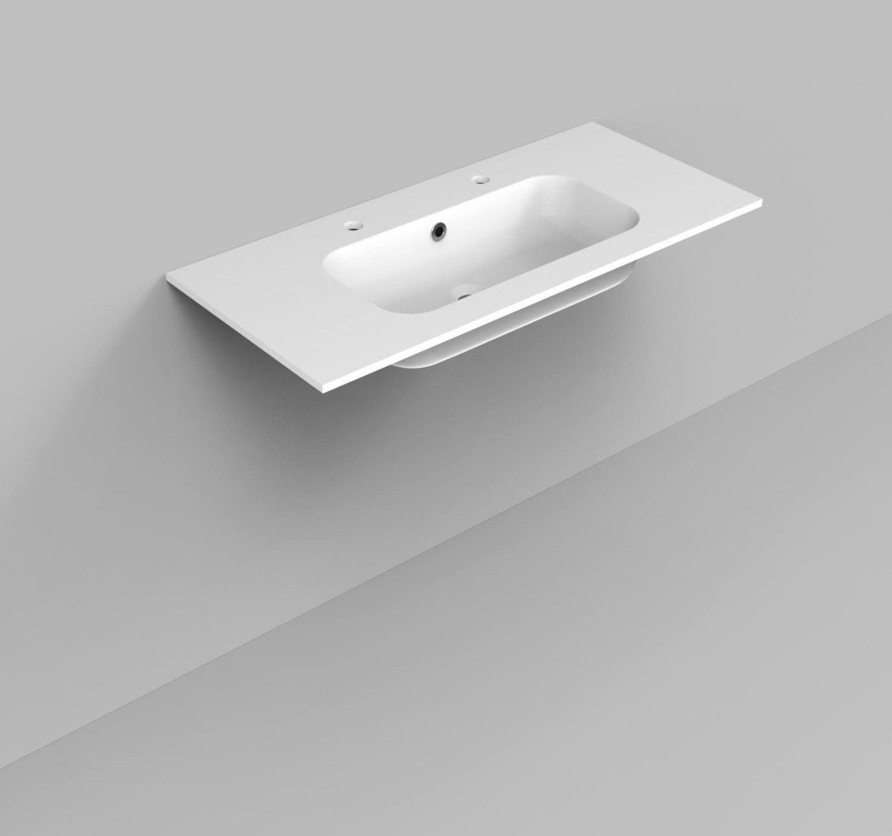 Wastafel Arcqua Marble 100 2 kraangaten glans wit