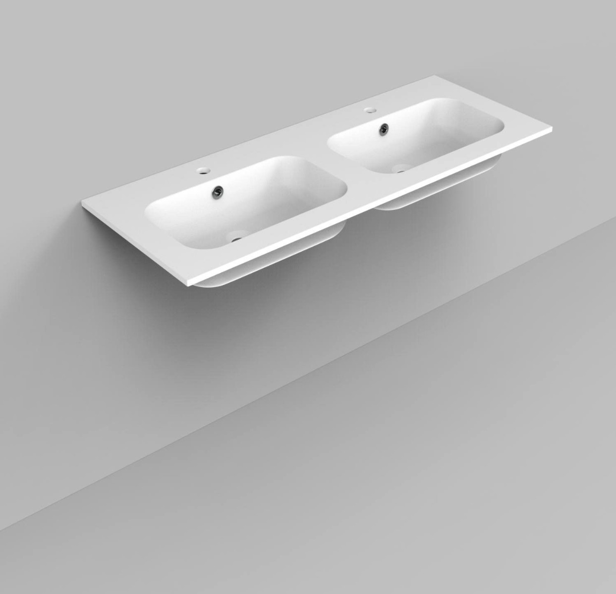 Wastafel Arcqua Marble 120 dubbel 2 kraangaten glans wit