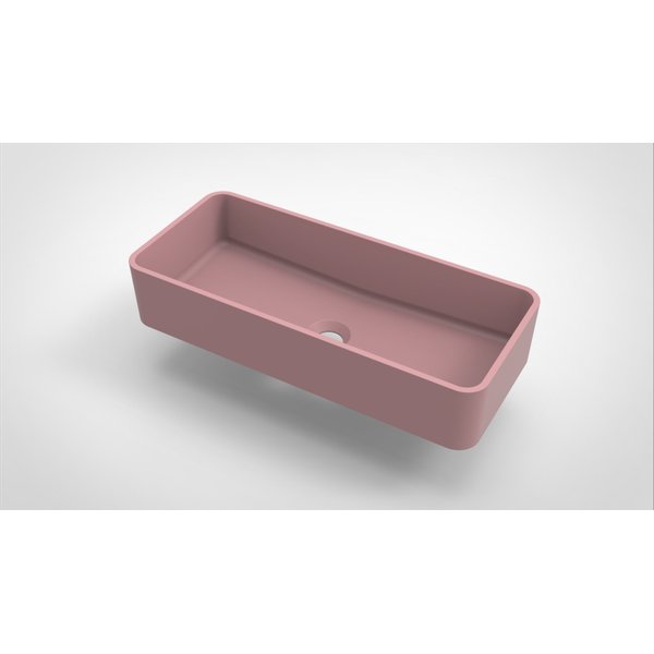 Opbouw waskom Arcqua Case rechthoek 60x26 mat roze